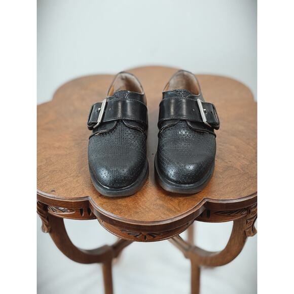 Dr. Martens Black Leather MIE England Buckle Loafer US Women's 7 Men's 6 #0017 - Picture 2 of 6